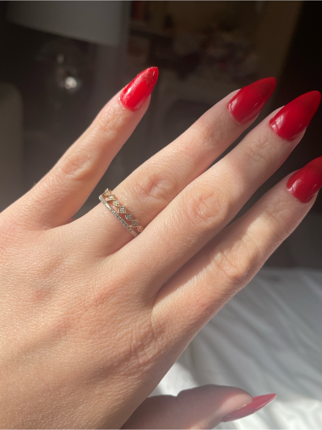 Delicate 10k Yellow Gold Natural Diamond Ring